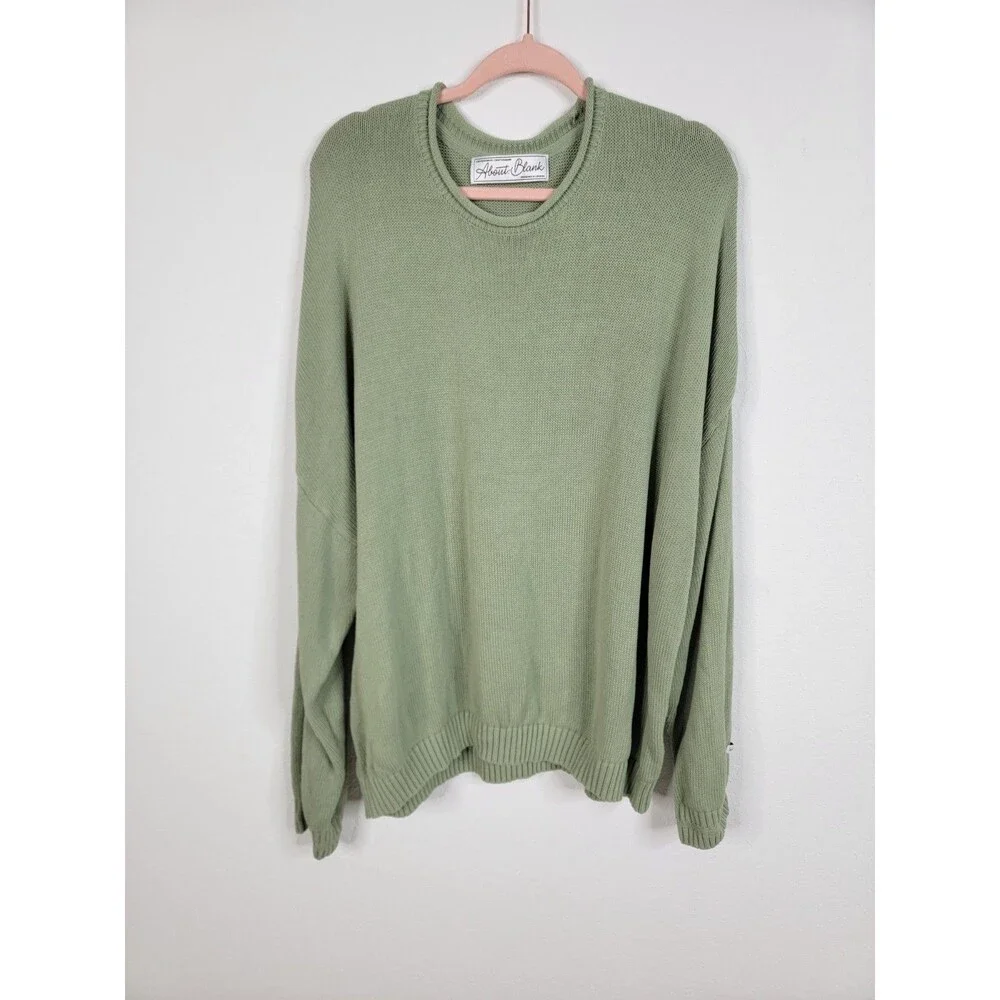 About:Blank Men's Sage 100% Cotton Logo Sweater XXL